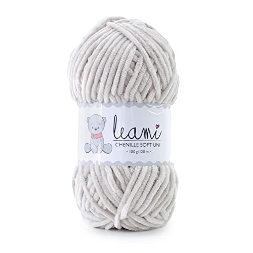 LEAMI Chenille Soft Garn UNI 113 beige (100g/120m) von Leami