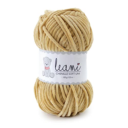 LEAMI Chenille Soft Garn UNI 116 sand (100g/120m) von Leami