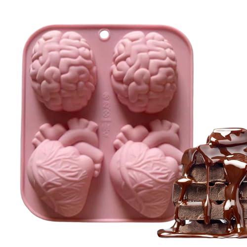 3D -Gehirnherzformen - handgefertigtes Silikonform -Set, Epoxidharzgussschale | Halloween Candy Baking Dekorationsinstrument, Nicht -Stick -Multii -Hohlraumform mit realistischem Design für Seifen Gel 3D -Gehirnherzformen - handgefertigtes Silikonform -Set, Epoxidharzgussschale | Halloween Candy Baking Dekorationsinstrument, Nicht -Stick -Multii -Hohlraumform mit realistischem Design für Seifen Gel von LearnLyrics