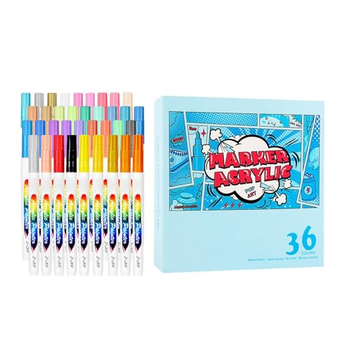 Acrylstifte zum Malen – nicht klebrige Graffiti-Marker, feine Spitze, Farbstifte – Acrylfarben-Stifte, farbige Marker mit Aufbewahrungsbox für Kinder und Erwachsene von LearnLyrics