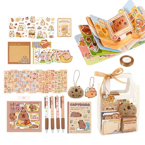 Capybara Briefpapier-Set, Capybara Kurzpapier-Set, Capybara Stationery Set für Kinder, Capybara School Zubehör, Capybara-Stifte, Haftnotizen, Aufkleber, niedliches Capybara-Papier von LearnLyrics