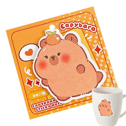 Capybara Haftnotizen – Cartoon-Memo, lustiger Block | Schreibwaren-Kunstpapier für den Schreibtisch, niedliche selbstklebende Erinnerungen mit 30 Blatt für Büro, Studium von LearnLyrics