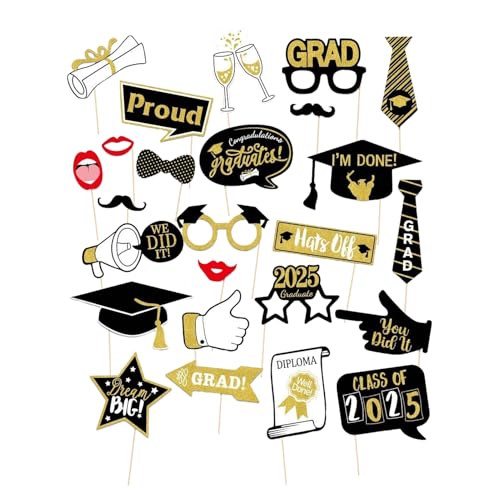 Foto-Requisiten-Set – Abschlusskabinen-Kit mit Stäbchen, Party-Selfie-Schild-Dekorationen, Klasse der Themenausschnitte, lustiges Bildzubehör für Schulzeremonie, Veranstaltung, College, High School Foto-Requisiten-Set – Abschlusskabinen-Kit mit Stäbchen, Party-Selfie-Schild-Dekorationen, Klasse der Themenausschnitte, lustiges Bildzubehör für Schulzeremonie, Veranstaltung, College, High School von LearnLyrics