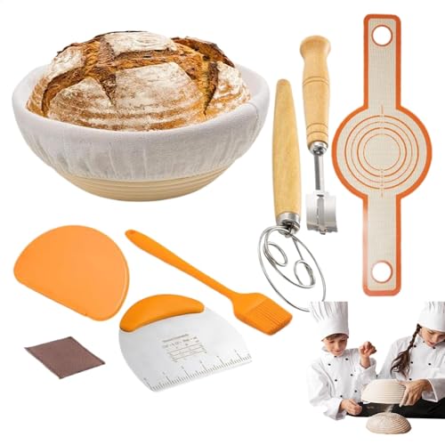 Gärkörbchen Set mit Liner, 25cm Rund & Oval Sauerteig Starter Kit, Sauerteig Brot Backen Zubehör, Brot Backen Werkzeuge, Brot Gärkörbchen aus Peddigrohr zum Brot backen, Brotkörbchen, Gärkörbchen Set mit Liner, 25cm Rund & Oval Sauerteig Starter Kit, Sauerteig Brot Backen Zubehör, Brot Backen Werkzeuge, Brot Gärkörbchen aus Peddigrohr zum Brot backen, Brotkörbchen, von LearnLyrics