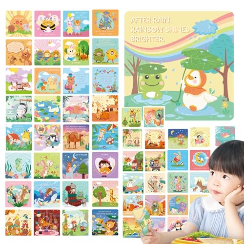 Kinder- -Notizen, 60 x niedliche Lunch-Notizen, Motivationskarten, Cartoon-Spaß, wasserdichte Wortspielkarten für Eltern-Kind-Interaktion für Tochter, Neffe von LearnLyrics