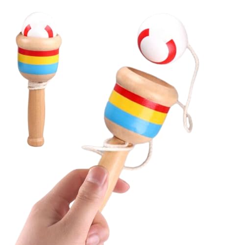 LearnLyrics Holzwurf- Und Fangball,Sensorisches Lernspiel - Tragbares Werfspiel Für Kinder Mädchen Ostern Picknick Camping Geburtstag Schule von LearnLyrics