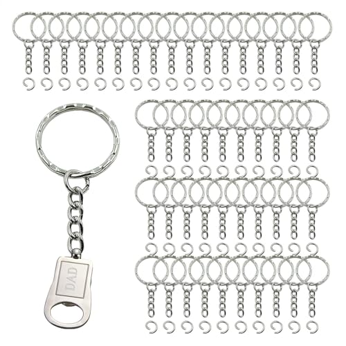 Schlüsselring mit Kette, Spaltringe für Schlüsselschlüssel, wiederverwendbarer Schlüsselring für Handwerk | Multifunktionales Schlüsselkette Zubehör 100 x, Schlüsselanhänger aus Metall von LearnLyrics
