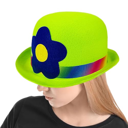 LearnLyrics Zirkushut - Blumenmuster Clownhut mit Flacher Krone | Praktische Clown Zubehöre Für Zuhause Festivals Cosplay Kostüme Auftritte von LearnLyrics