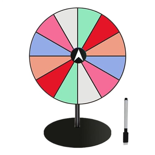Preisrad-Spinner mit Ständer, 12 Schlitze drehen das Rad mit Ständer, Tombola-Spiel mit robuster Basis, trocken abwischbarer Marker für Messen von LearnLyrics