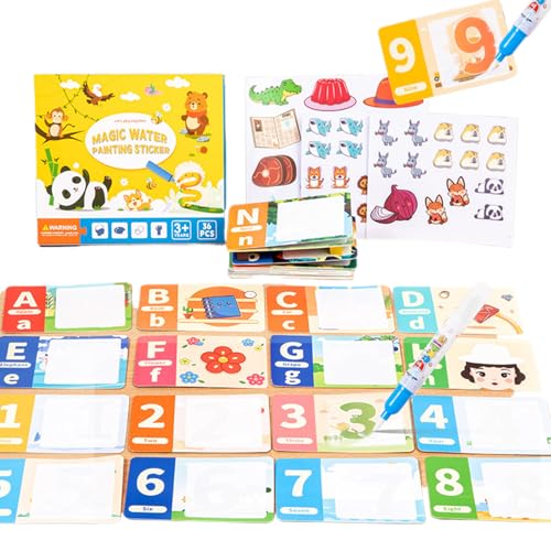 Wiederverwendbares Stickerbuch, Stickerbuch für Kleinkinder – Wasser-Stickerbuch | Resolatives MUST, Lern- und Lernspielzeug, Vorschulschüler von LearnLyrics