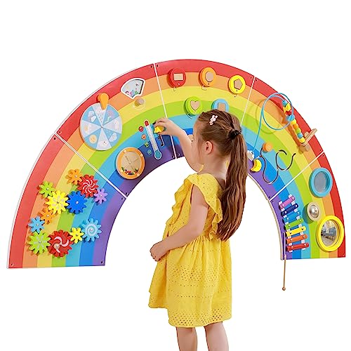 SPARK & WOW Regenbogen Spieltafel und Aktivitätscenter - Alter 18M+ - Sensorisches Wandspielzeug - 10 Aktivitäten - Aktivitätsbrett - Kindzimmer Dekoration von LEARNING ADVANTAGE
