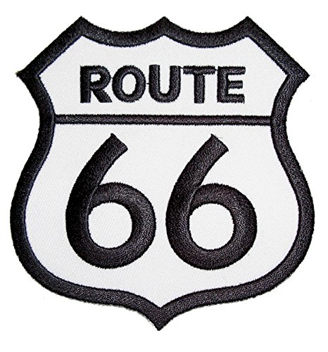 Leather Supreme Classic Route 66 Highway bestickter Biker-Aufnäher, Weiß, Größe M von Leather Supreme