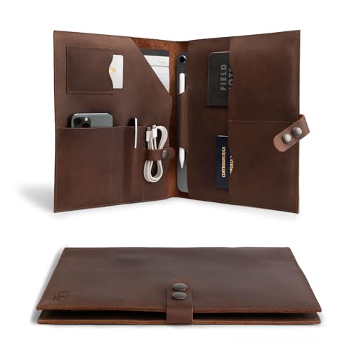 Leather Worx, Executive Dokumentenmappe aus Leder mit Fächern für Reisepass, Handy, Tablet, Notebook, Stift, handgefertigter Portfolio-Ordner, professioneller Business-Folio-Organizer, Padfolio für von Leather Worx