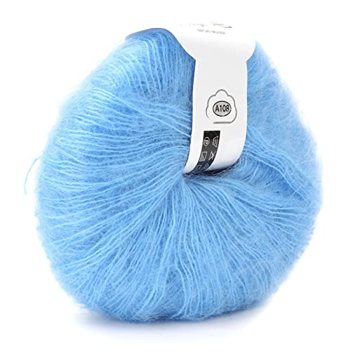 Leatikall Weiche Mohair, Beliebte Weiche Mohair Stricken Pashm Angora Lange Wolle Garn Heiß für Stricken Schal Häkelfaden Zubehör (08 Hellblau) von Leatikall
