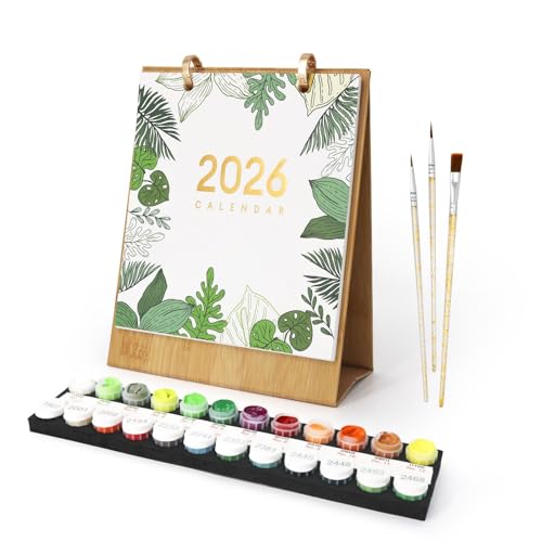 Lebartm 2026 Neuer Kalender Malen nach Zahlen Kit für Erwachsene 12 verschiedene Grünpflanzen Topfblumen Handgemalte Ölgemälde Tischkalender für Zuhause Büro Planung-Grüne Pflanzen Lebartm 2026 Neuer Kalender Malen nach Zahlen Kit für Erwachsene 12 verschiedene Grünpflanzen Topfblumen Handgemalte Ölgemälde Tischkalender für Zuhause Büro Planung-Grüne Pflanzen von Lebartm