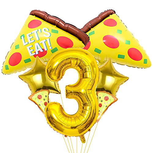 7pcs Pizza Ballons, Pizza Geburtstagsnummer Mylar Folie Ballon Pizza Slice Party Supplies Pizzaria Geburtstag Dekorationen (3rd) von Lebeili