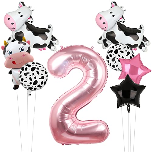 8PCS Kuh Ballons Kuh Mylar Folie Balloon 2nd Kuh Farm Tier Theme Party Supplies Baby Dusche Geburtstag Party Dekorationen(2nd) von Lebeili