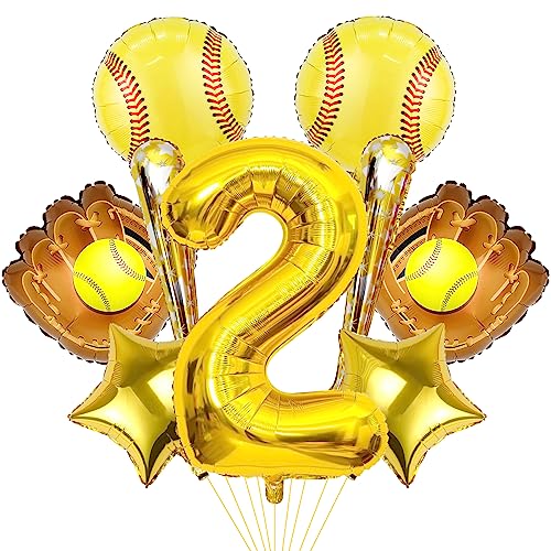 9pcs Softball Balloons, Softball Birthday Number Mylar Foil Balloon Softball Birthday Party Supplies Softball Birthday Decorations (2.) von Lebeili