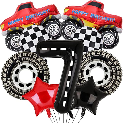 Monstertruck-Party-Dekorationen, 9 Stück Monster-Truck-Geburtstagszahl-Folienballon für Monstertruck 7. Geburtstag Rennwagen Motto-Partyzubehör (7. Geburtstag) von Lebeili
