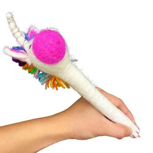 LebriTamFa Stiftehalter aus Wollfilz, Tier, 100 % handgefertigt, Stifteetui, Spielzeug, Schreibtischdekoration, Geschenke (Lucky Sunday Serie, Einhorn) von LebriTamFa