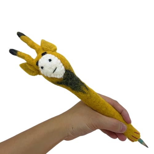 LebriTamFa Stiftehalter aus Wollfilz, Tiermotiv, 100 % handgefertigt, für Spielzeug, Schreibtischdekoration, Geschenke (Lucky Yellow Friday, Giraffe) von LebriTamFa