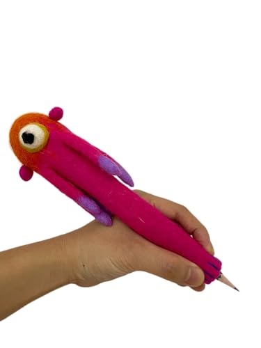 LebriTamFa Stiftehalter aus Wollfilz, Tiermotiv, 100 % handgefertigt, für Spielzeug, Schreibtischdekoration, Geschenke (Throwback Pink Donnerstag, Oktopus) von LebriTamFa