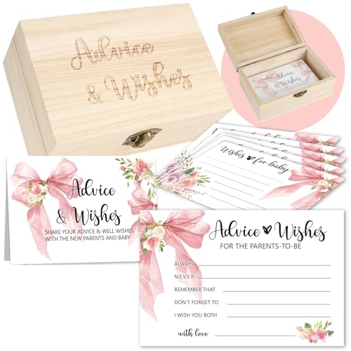 Lebsitey 50 Stück rosa Schleife Baby Shower Ratschläge Karten für werdende Eltern, Ratschläge und Wünsche, Karten Box für frischgebackene Eltern, Wünsche für Babykarten, Babypartys, Spiele Lebsitey 50 Stück rosa Schleife Baby Shower Ratschläge Karten für werdende Eltern, Ratschläge und Wünsche, Karten Box für frischgebackene Eltern, Wünsche für Babykarten, Babypartys, Spiele von Lebsitey