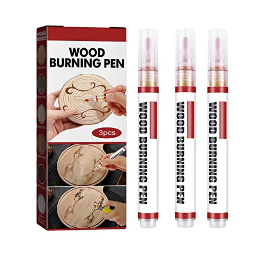 Lecerrot 3 Stück Holzbrennstift-Set, Scorch Marker Wood Burning, Pyrographie Scorch Marker Holzverbrennung Stift, Holzbrennstift Marker Für Künstler Und Anfänger In -Holzprojekten von Lecerrot