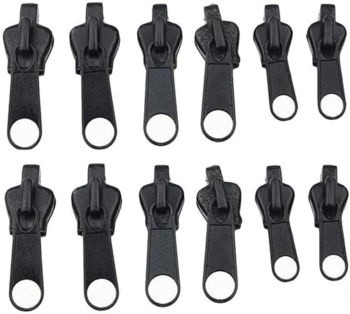 Lecerrot 6/12 Stück Ersatzteile Reißverschluss Zipper, Reißverschluss Reparatur Zipper Pull, Reißverschluss Schieber Set, Reisverschluss Zipper Auswechseln für Jacken/Koffer/Kleidung/Schuhe von Lecerrot