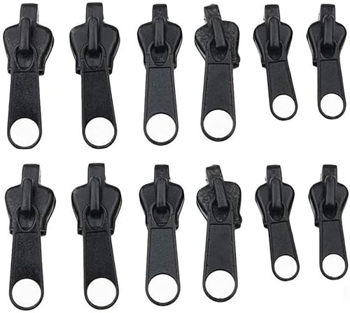 Lecerrot 6/12 Stück Ersatzteile Reißverschluss Zipper, Universal Reißverschluss Reparatur Zipper Pull, Reißverschluss Schieber Set, Reisverschluss Zipper Auswechseln für Jacken/Koffer/Kleidung/Schuhe von Lecerrot