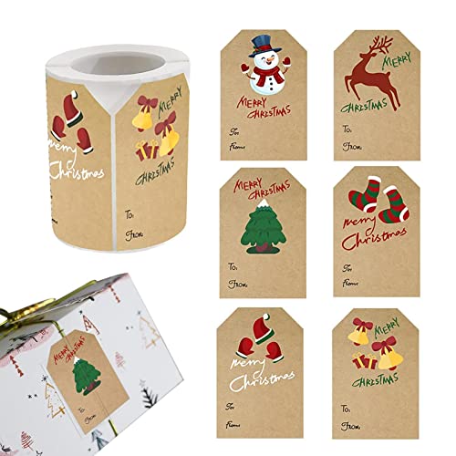 Lecerrot Weihnachtsbüro-Etikett - Geschenketiketten mit 250 Aufklebern - Weihnachts-Namensschild-Rollenpapier-Aufkleber für Zuhause, Geschäft, Büro von Lecerrot