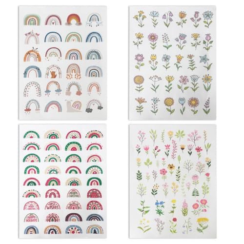 140 Muster Stickvorlagen, Wasserlöslich Stickvlies, Selbstklebend Stickaufkleber Stickvorlagen Transferpapier-Stickmuster Wasserlöslich Stickerei für DIY Projekte zum Handnähen Pflanzen Tiere von Lechengjia