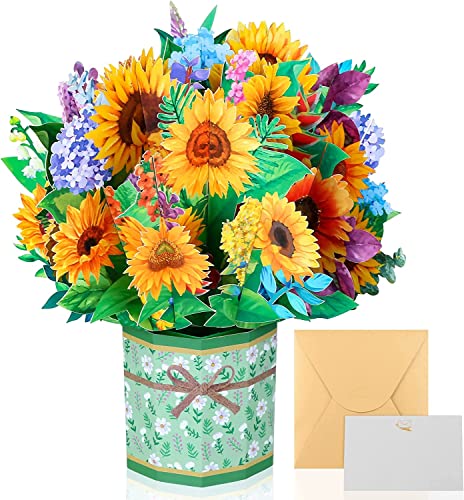 Lecone Geburtstagskarte Pop Up Karte Blumen 3D Blumenkarte für Muttertag Geburtstag Valentinstag Hochzeit Blumen Klappkarte mit Umschlag Postkarte von Lecone