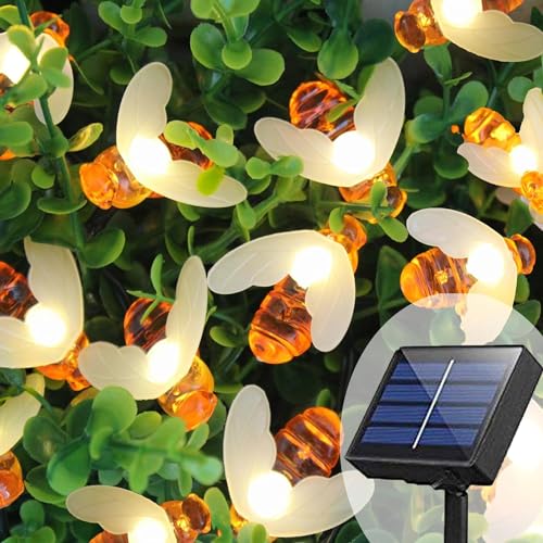 Lecone Solar Lichterkette Aussen Bienen 7M 50LED 8 Modi wasserdichte Außen/Innenbeleuchtung für Garten, Blume, Terrasse, Weihnachten, Hochzeiten, Partys von Lecone