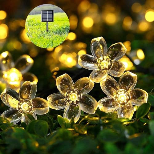 Lecone Solar Lichterketten Aussen 7M 50 LED Blume LED Lichterkette Außen, Lichterkette Garten Blume, Solar Beleuchtung Lichterkette Weihnachtsbeleuchtung Weihnachtsdeko für Party, Weihnachten, Outdoor von Lecone