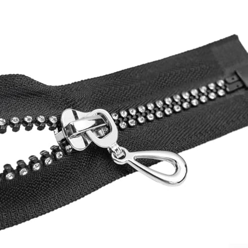Glänzender Diamant für Kristall-Harz-Reißverschluss, ideal für Nähzubehör und Taschenreparaturen, mit offenem Ende, 60 cm Glänzender Diamant für Kristall-Harz-Reißverschluss, ideal für Nähzubehör und Taschenreparaturen, mit offenem Ende, 60 cm von Lecreatekit