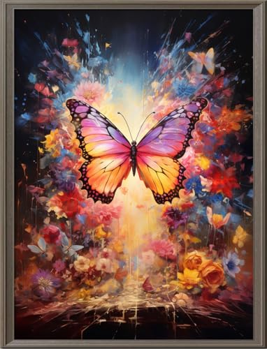Kreuz Stickerei Kit 11ct 3 Stück - Vordruck Stickerei Leinwand Nadel Vollständige Reihe Erwachsene oder Kinder Anfänger Kit - Farbe Schmetterling 33x43cm von Leczany
