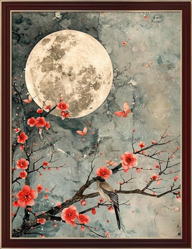 Leczany Kit von Stickerei am Kreuzpunkt 11CT gestempelt selbst zu machen, komplette Palette von Kits de Marrage für Anfänger vorgedruckt - Mond und Prünen 40x53cm von Leczany