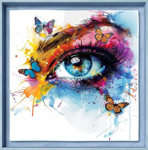 Leczany Kit von Stickerei am Kreuzpunkt 11CT gestempelt selbst zu machen, komplette Palette von Kits de Marrage für Anfänger vorgedruckt - Papillons Augenseite 42x42cm von Leczany