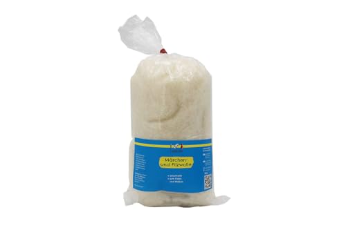 Neuseeländische Schurwolle | 1 kg Märchenwolle WEIß | 100% natürlicher Ursprung | Filzwolle zum Trockenfilzen und Nassfilzen | von Ledacolor