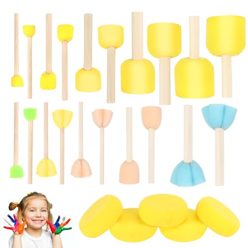 Ledebouk 20 Stück Schwammpinsel, 5 Stücke Malschwamm, Schwammstupf Pinsel Set, Schaumstoffpinsel, Schwamm Malen, Tupfpinsel für DIY Malerei Handwerk Keramik Werkzeuge - 5 Verschiedene Größen Ledebouk 20 Stück Schwammpinsel, 5 Stücke Malschwamm, Schwammstupf Pinsel Set, Schaumstoffpinsel, Schwamm Malen, Tupfpinsel für DIY Malerei Handwerk Keramik Werkzeuge - 5 Verschiedene Größen von Ledebouk