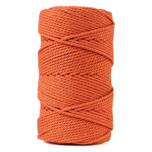 LEDENT Makramee Garn (3mm, 120M, Terracotta) - Doppelt gedrehtes Seil aus 100% Recycelter Baumwolle zum Basteln - Dickes Makramee Garn für kreative Projekte von Ledent
