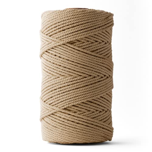 Ledent Makramee Garn (3mm, 120M, Braun) doppelt gedreht - Seil Garn für Makramee aus 100% recyceltes Baumwollgarn - Dickes Makrame Garn in verschiedenen Farben zum Basteln von Ledent