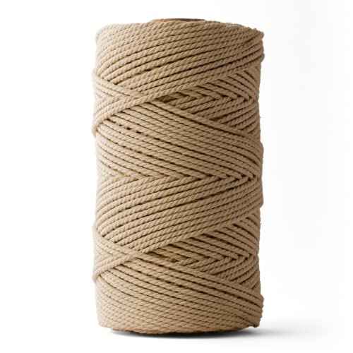 Ledent Makramee Garn (3mm, 120M, Braun) doppelt gedreht - Seil Garn für Makramee aus 100% recyceltes Baumwollgarn - Dickes Makramee Garn Basteln von Ledent