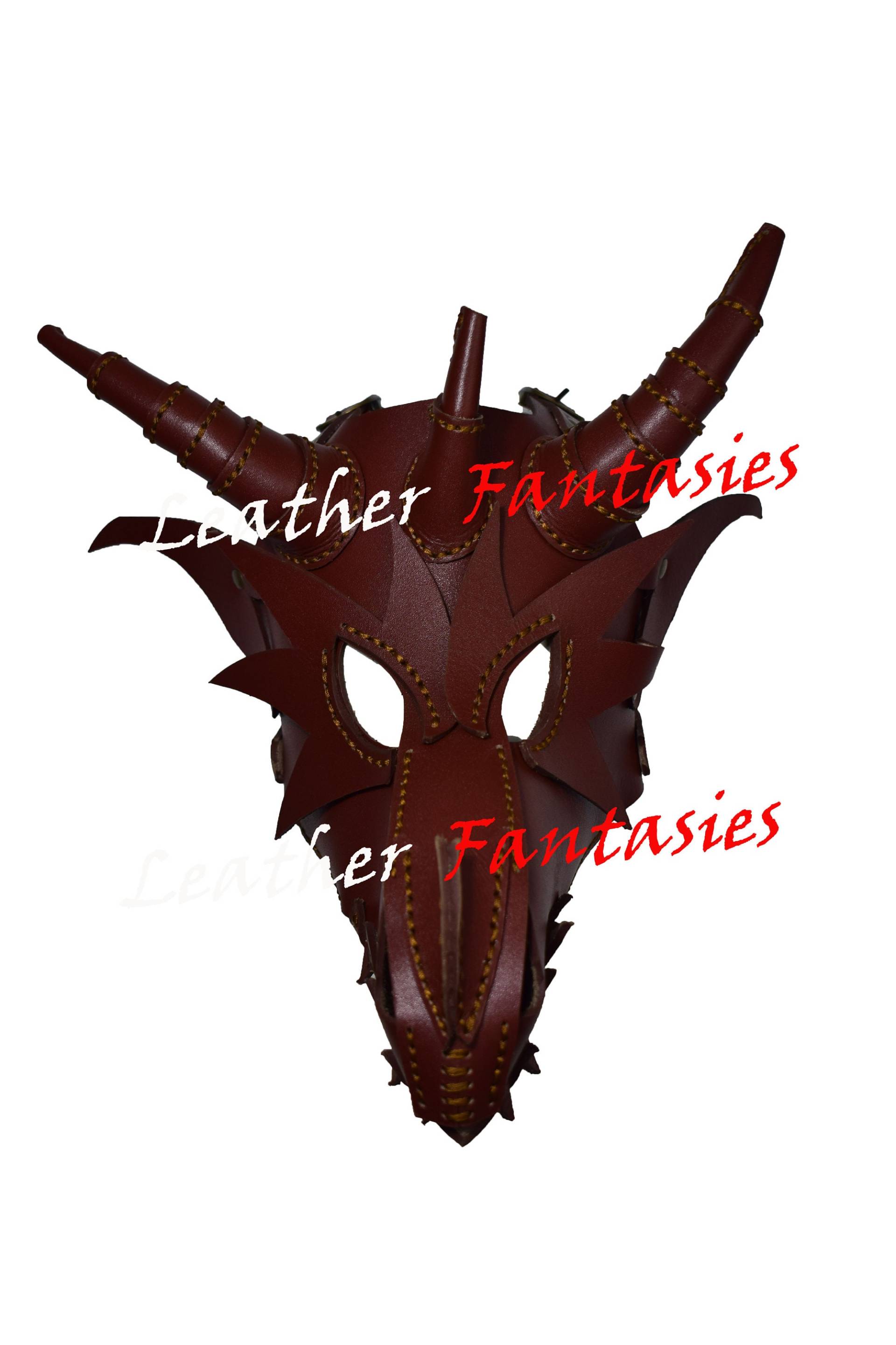 Echte Leder Drachen Maske Für Halloween Cosplay Mit Verstellbarer Schnalle Gürtel Maske/Unisex Fasching Kostüm Echte Leder Drachen Maske Für Halloween Cosplay Mit Verstellbarer Schnalle Gürtel Maske/Unisex Fasching Kostüm von LederFantasies