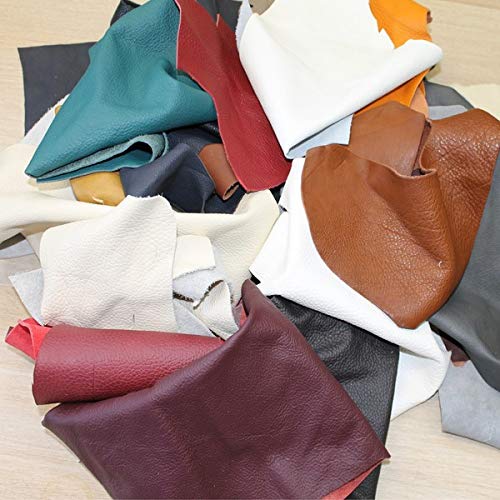 SmartSF Lederreste Bastelleder - Lederstücke 1 Kg bunt, farblich gemischt, alle Stücke Mind. DIN A5 und größer, Zum Basteln und Nähen von Lederhandel.com
