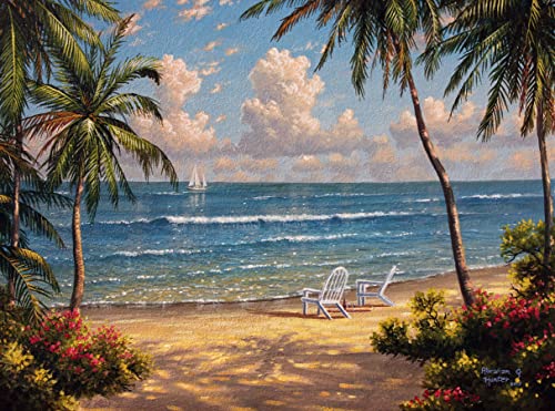 Ledgebay Malen nach Zahlen Erwachsene Anfänger bis Fortgeschrittene Zahlenset mit Acrylfarbe und Staffelei Malen nach Zahlen Erwachsene (Paradies am Meer 40x50cm Ungerahmt) von Ledgebay