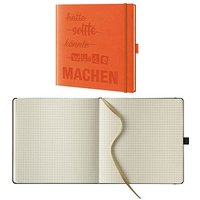 Lediberg Notizbuch 'MACHEN' quadratisch kariert, orange Hardcover 240 Seiten von Lediberg