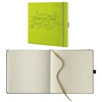 Lediberg Notizbuch Storytelling quadratisch kariert, lemongreen Hardcover 240 Seiten von Lediberg