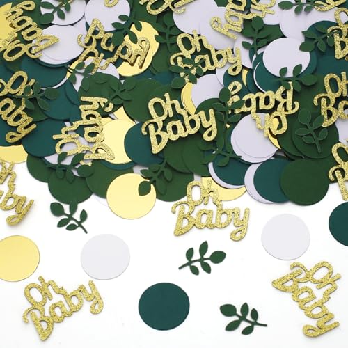 Grüne Babyparty-Konfetti, Streudekorationen, Safari-Dschungel-Mittelaufsätze, grünes Gold, Weiß, Konfetti-Punkte mit Eukalyptusblättern für Geschlecht, Dekoration, Kinderzimmer, Tafelaufsätze Grüne Babyparty-Konfetti, Streudekorationen, Safari-Dschungel-Mittelaufsätze, grünes Gold, Weiß, Konfetti-Punkte mit Eukalyptusblättern für Geschlecht, Dekoration, Kinderzimmer, Tafelaufsätze von Ledoira